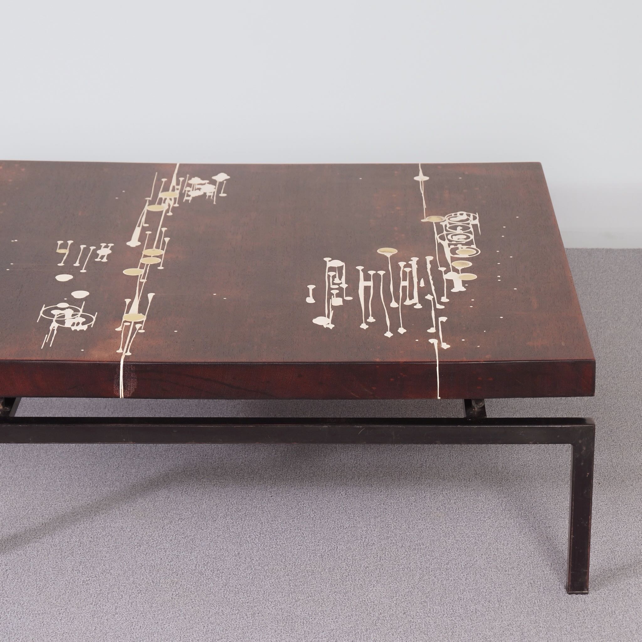 Coffee Table by Paul Kingma, 1970s – Ebony with Brass and Resin Inlay