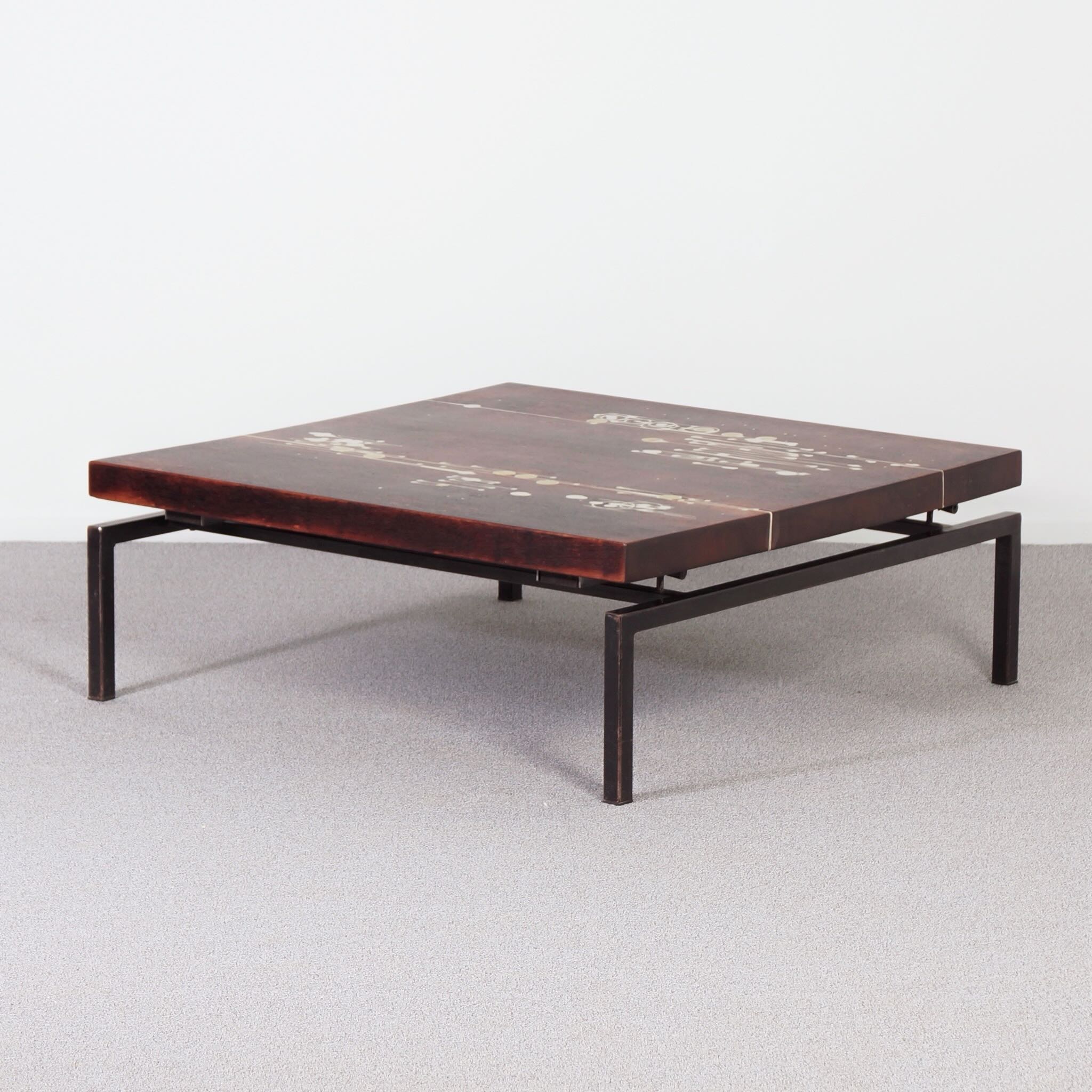 Coffee Table by Paul Kingma, 1970s – Ebony with Brass and Resin Inlay