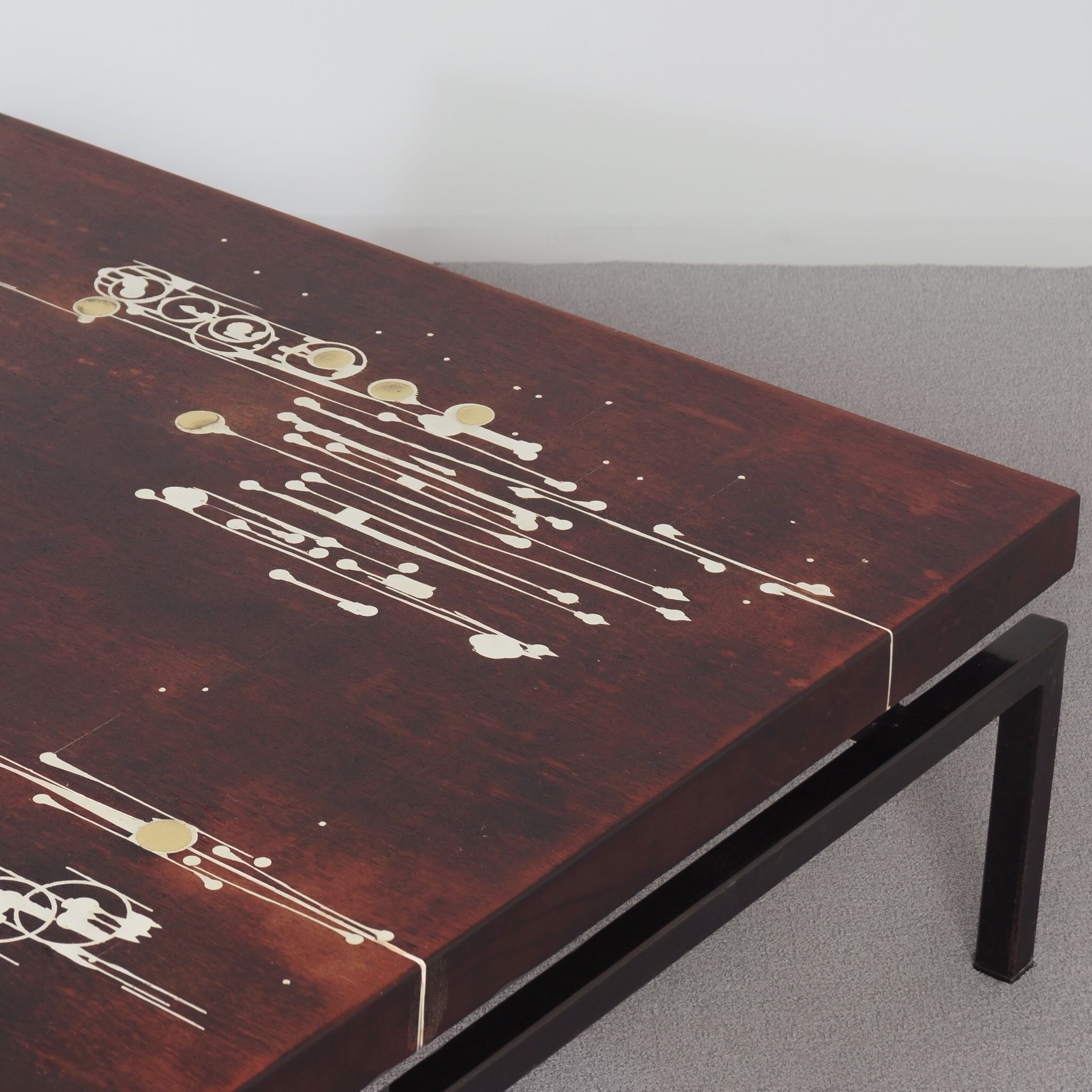 Coffee Table by Paul Kingma, 1970s – Ebony with Brass and Resin Inlay