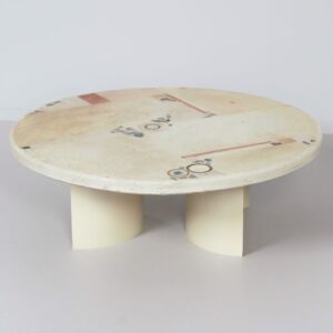 Round Coffee Table by Paul Kingma, 1981, White Stone and Mosaic Top
