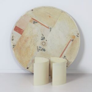 Round Coffee Table by Paul Kingma, 1981, White Stone and Mosaic Top