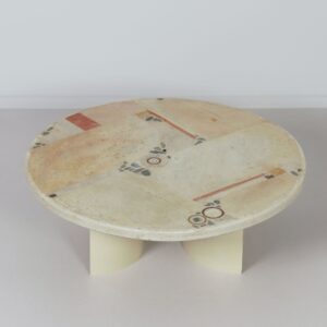 Round Coffee Table by Paul Kingma, 1981, White Stone and Mosaic Top
