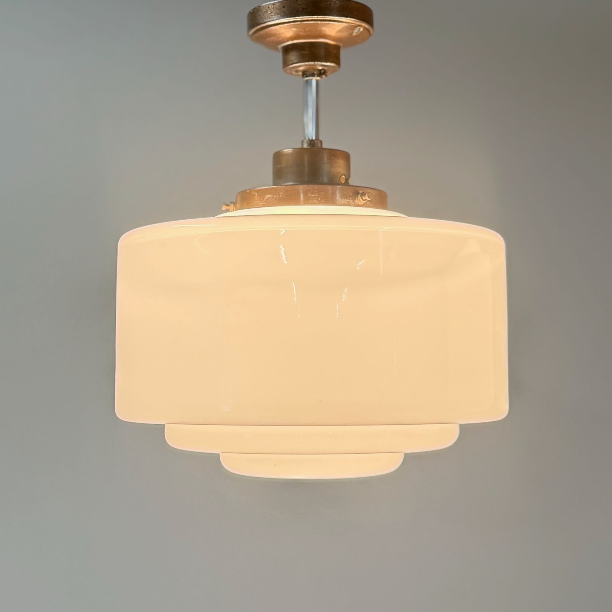 Art Deco pendant lights from the 1930s in white opal glass – pair of two