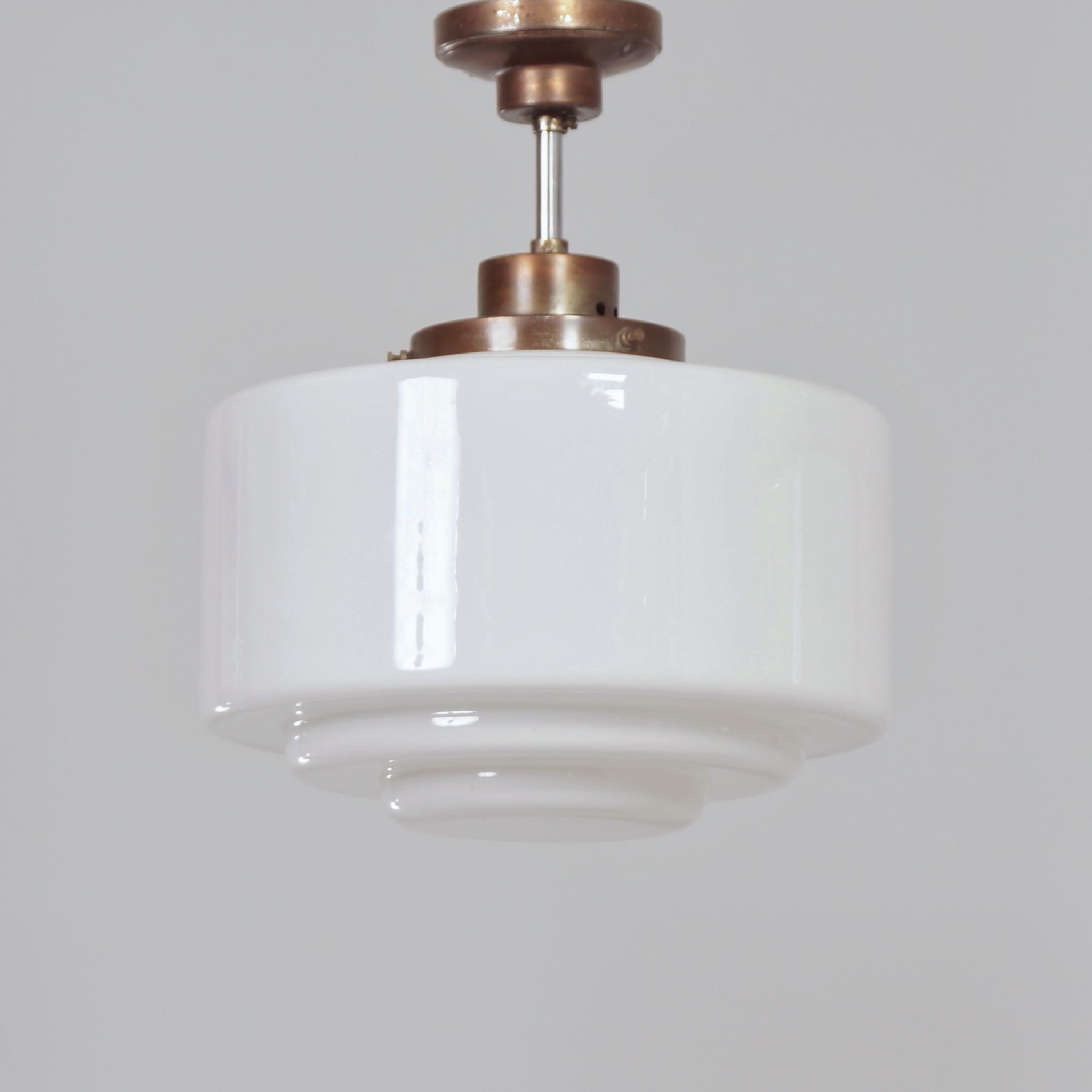 Art Deco pendant lights from the 1930s in white opal glass – pair of two