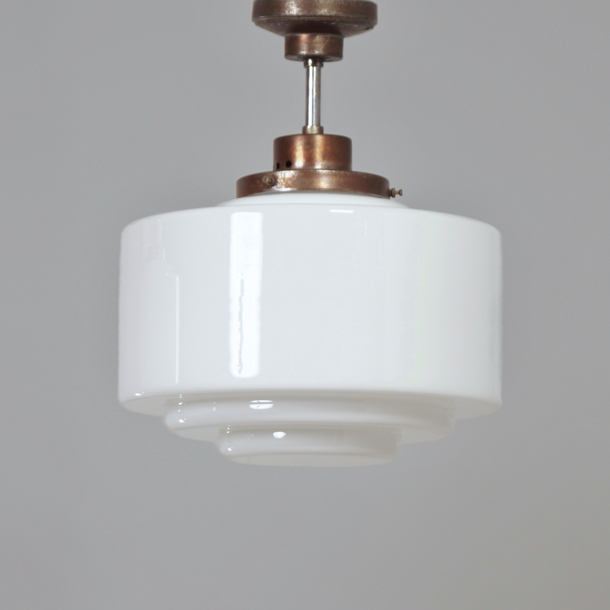Art Deco pendant lights from the 1930s in white opal glass – pair of two