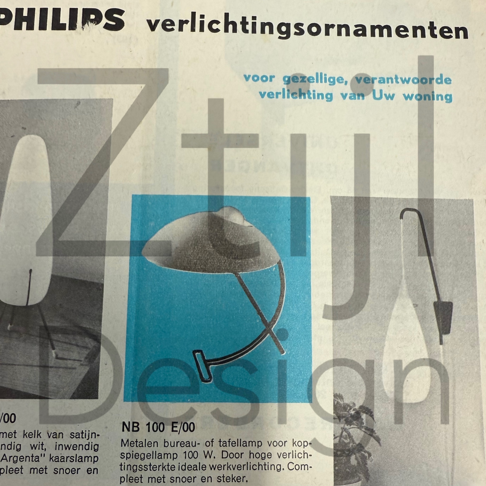 NB100 desk lamp by Louis Kalff for Philips from the 1950s in grey metal
