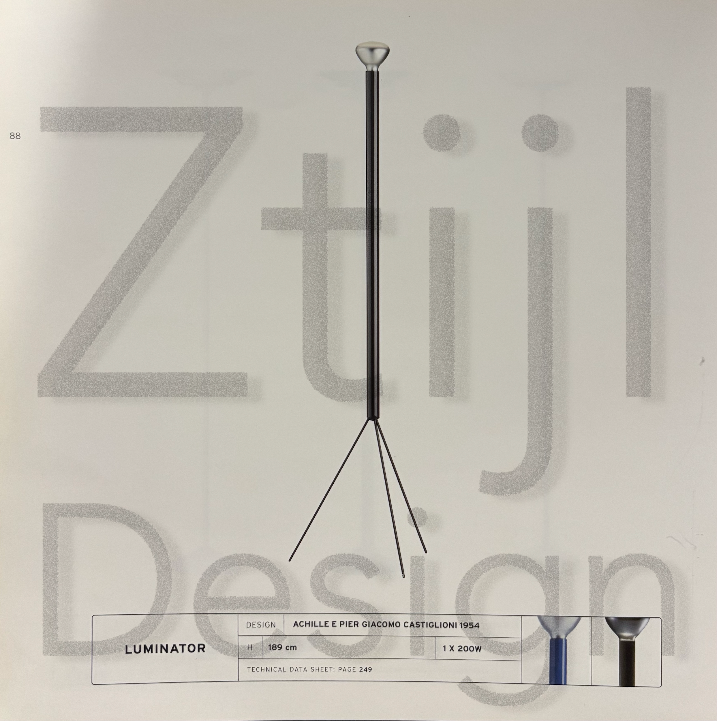 Luminator Floor Lamp by Castiglioni for Flos from the 1990s in Anthracite Grey Metal