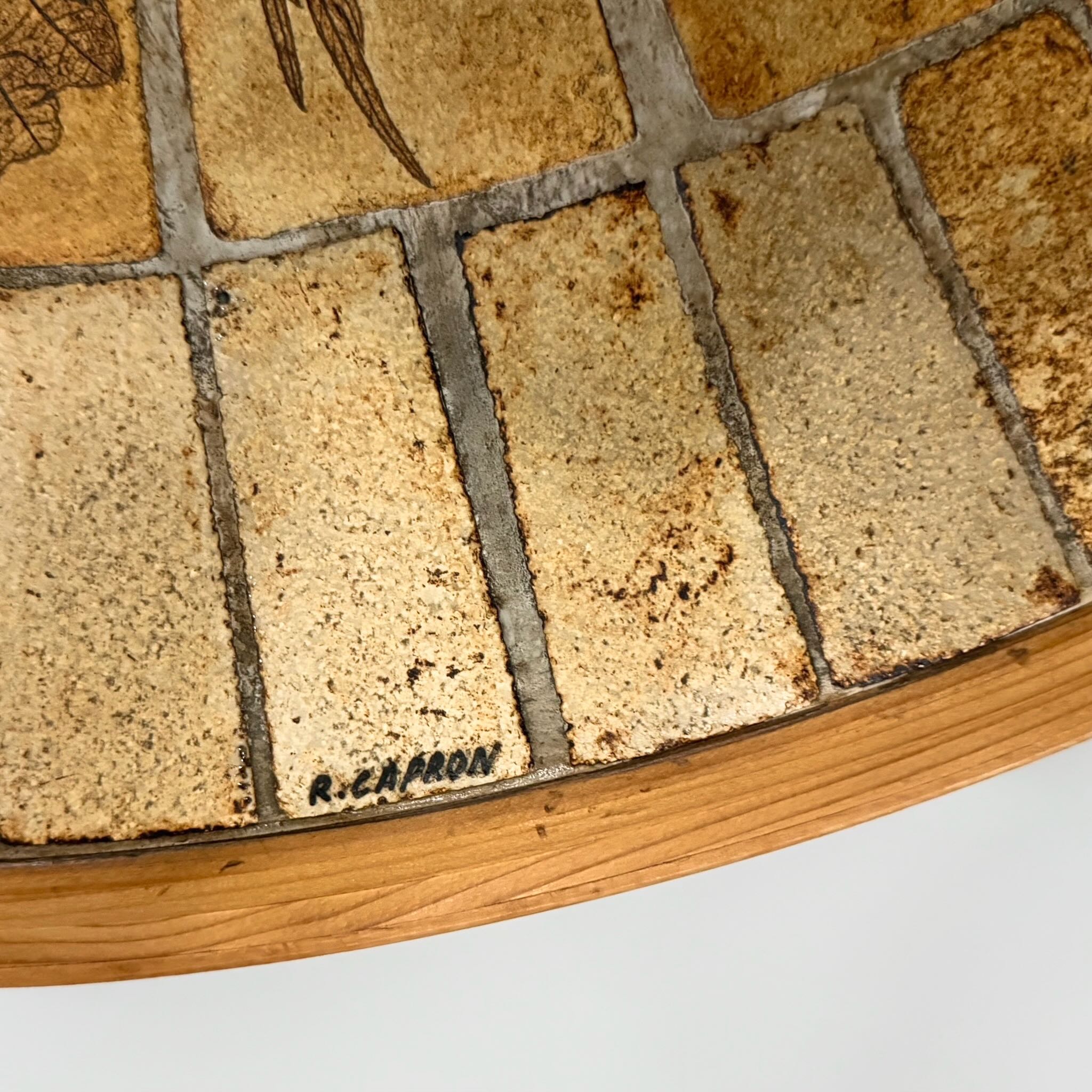 Round Coffee Table by Roger Capron for Atelier Capron from the 1960s in Ceramic and Beechwood