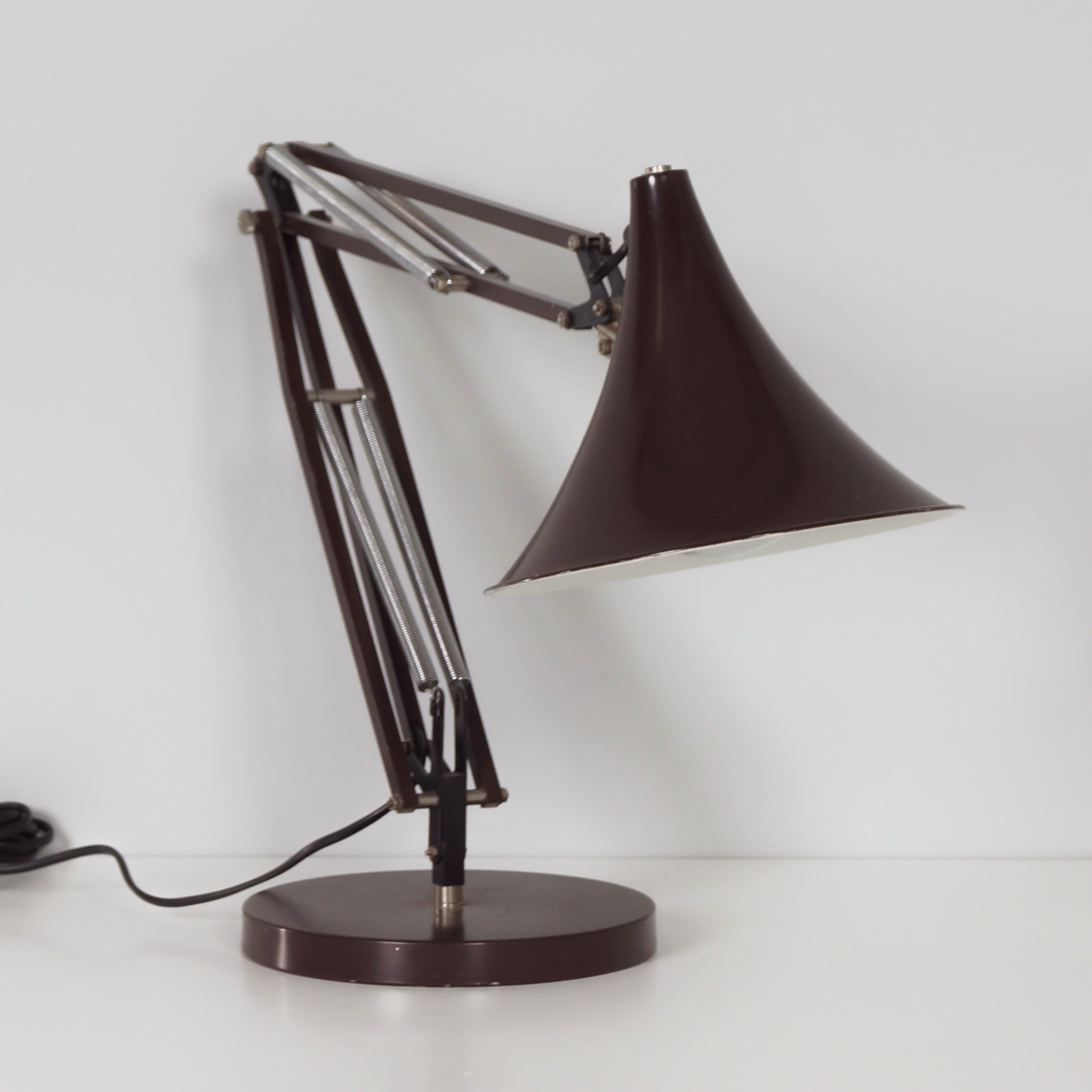 Brown Desk Lamp by Hala from the 1970s with Adjustable Arm and Tulip-Shaped Shade