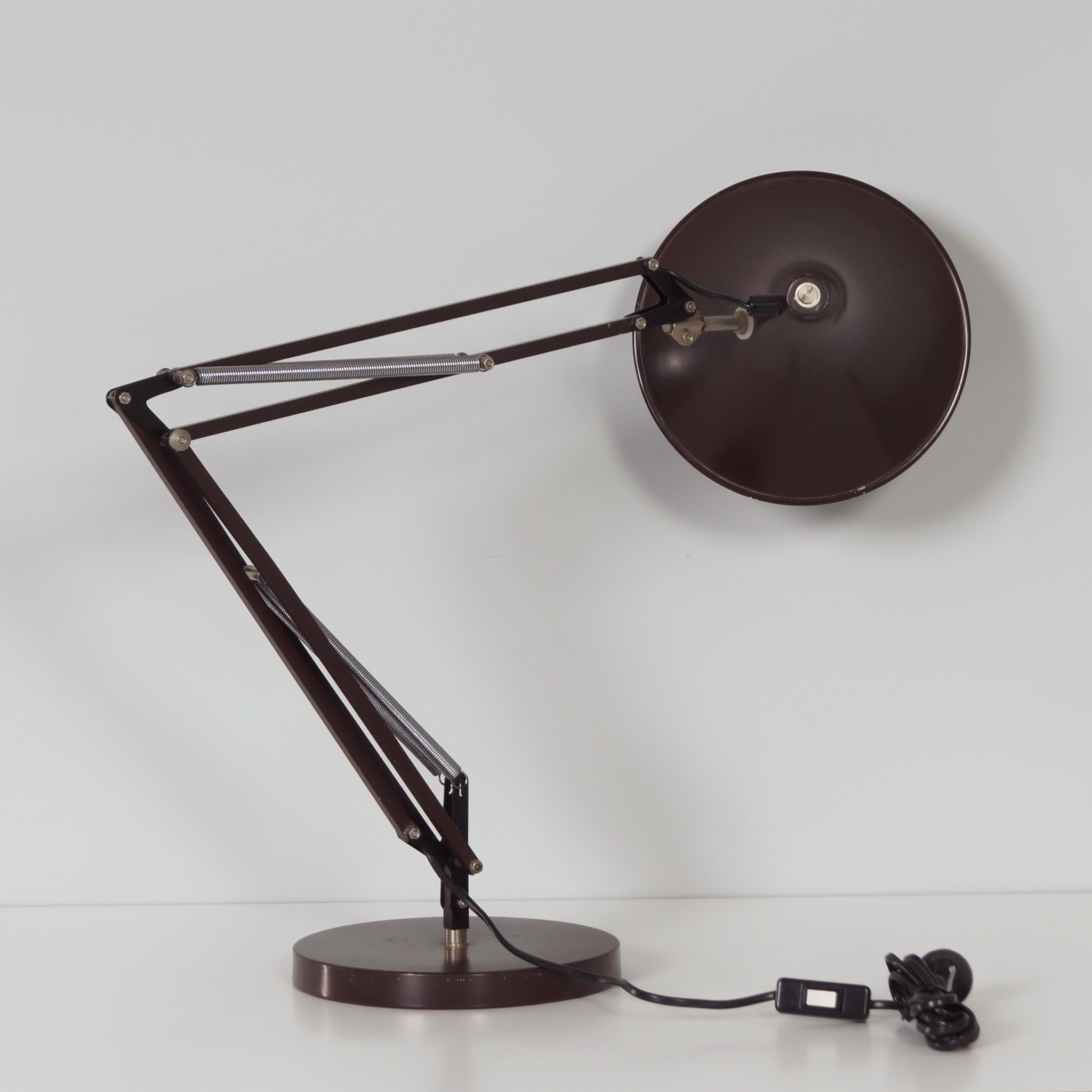 Brown Desk Lamp by Hala from the 1970s with Adjustable Arm and Tulip-Shaped Shade