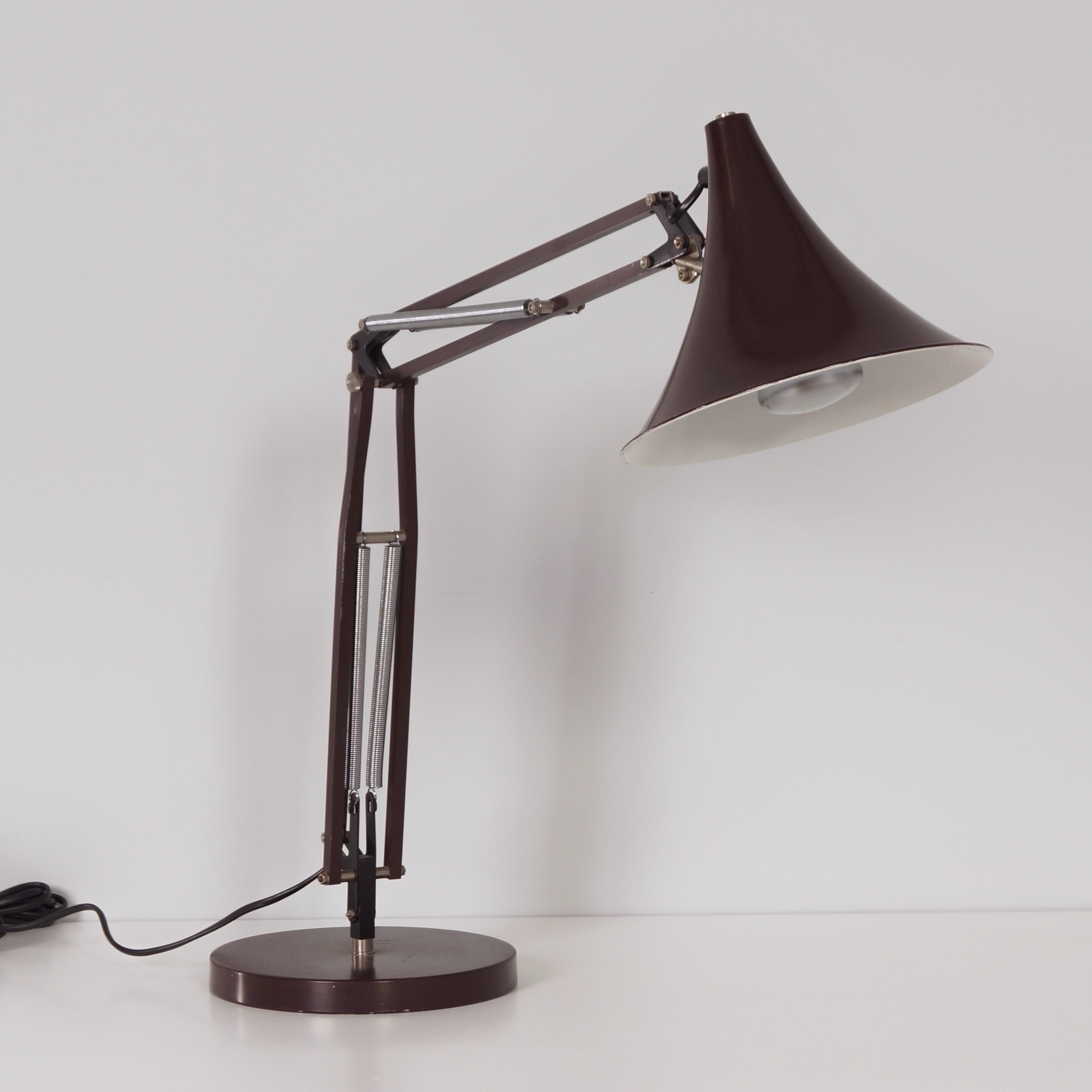 Brown Desk Lamp by Hala from the 1970s with Adjustable Arm and Tulip-Shaped Shade