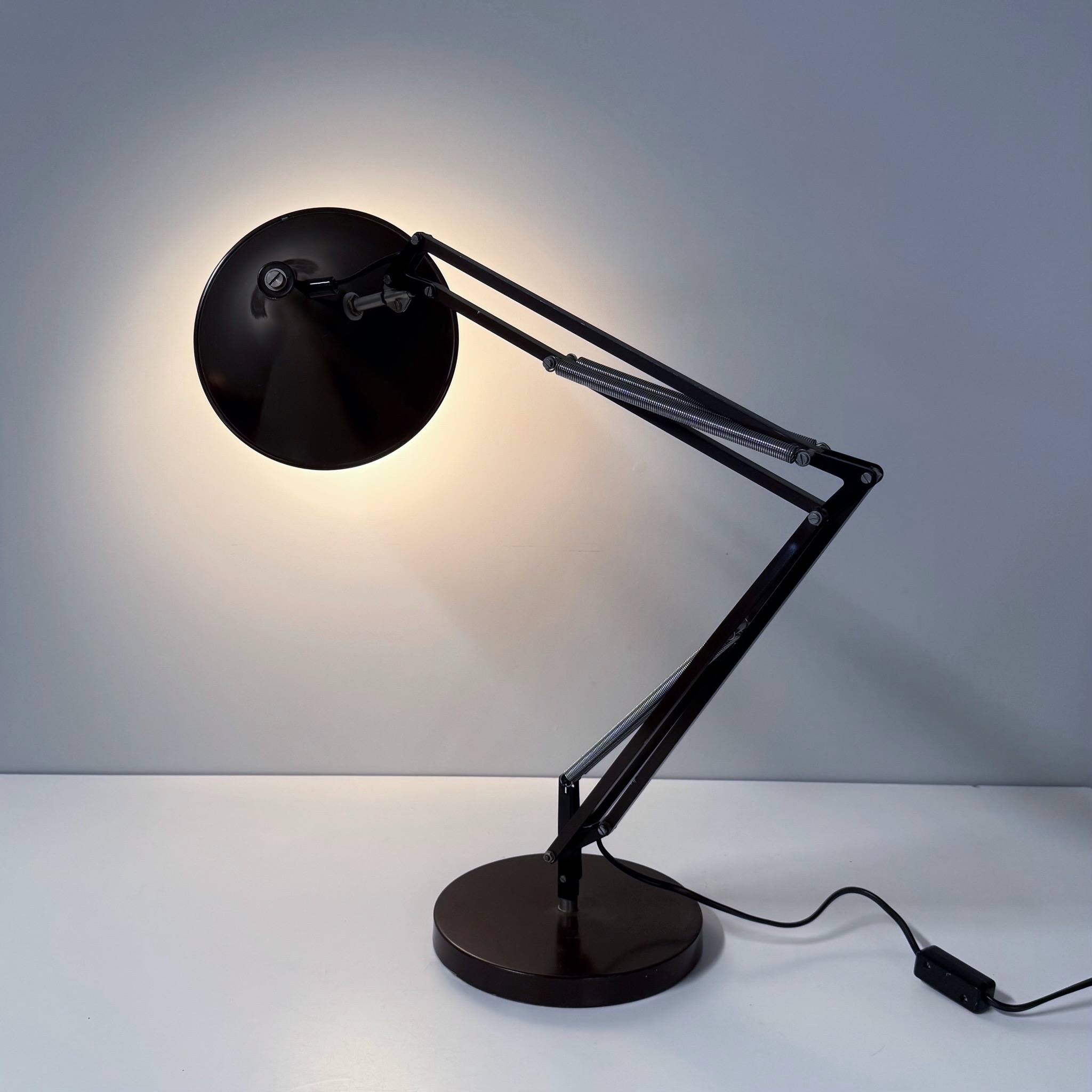 Brown Desk Lamp by Hala from the 1970s with Adjustable Arm and Tulip-Shaped Shade