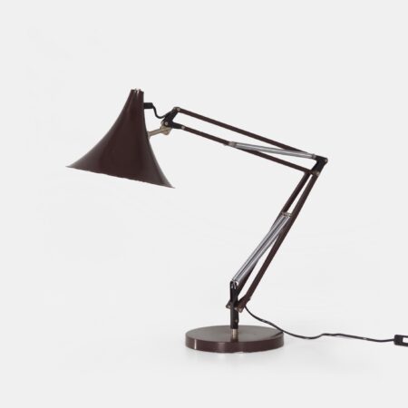 Brown Desk Lamp by Hala from the 1970s with Adjustable Arm and Tulip-Shaped Shade