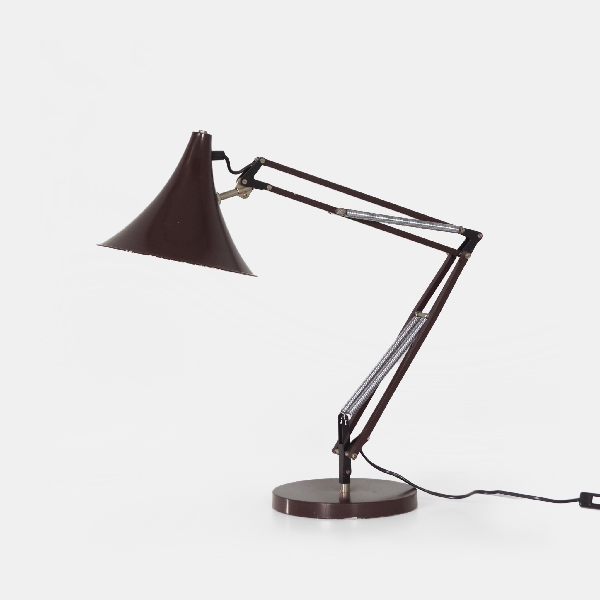 Brown Desk Lamp by Hala from the 1970s with Adjustable Arm and Tulip-Shaped Shade