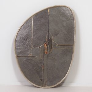 Kidney-shaped coffee table by Paul Kingma from the 1990s, in natural stone and gemstones