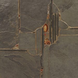 Kidney-shaped coffee table by Paul Kingma from the 1990s, in natural stone and gemstones