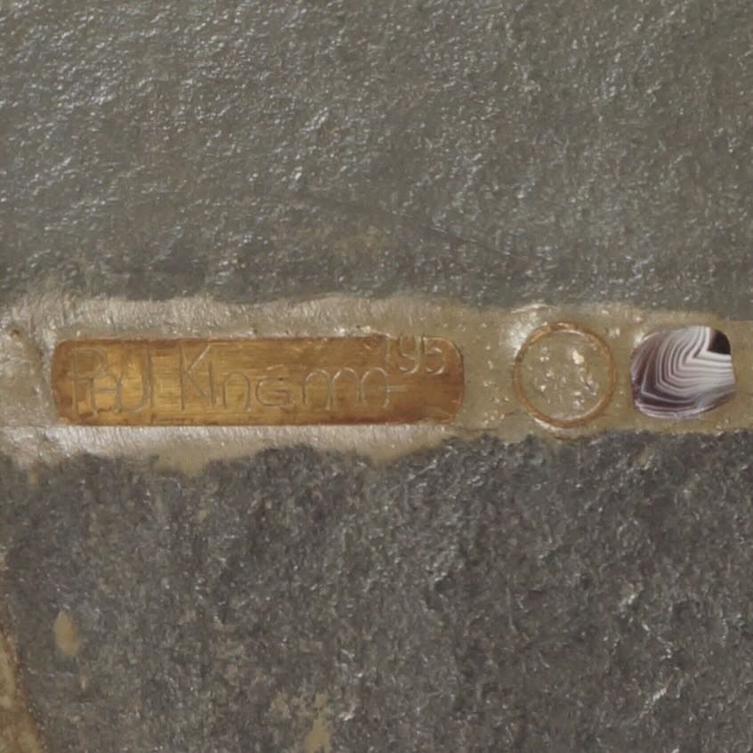 Kidney-shaped coffee table by Paul Kingma from the 1990s, in natural stone and gemstones