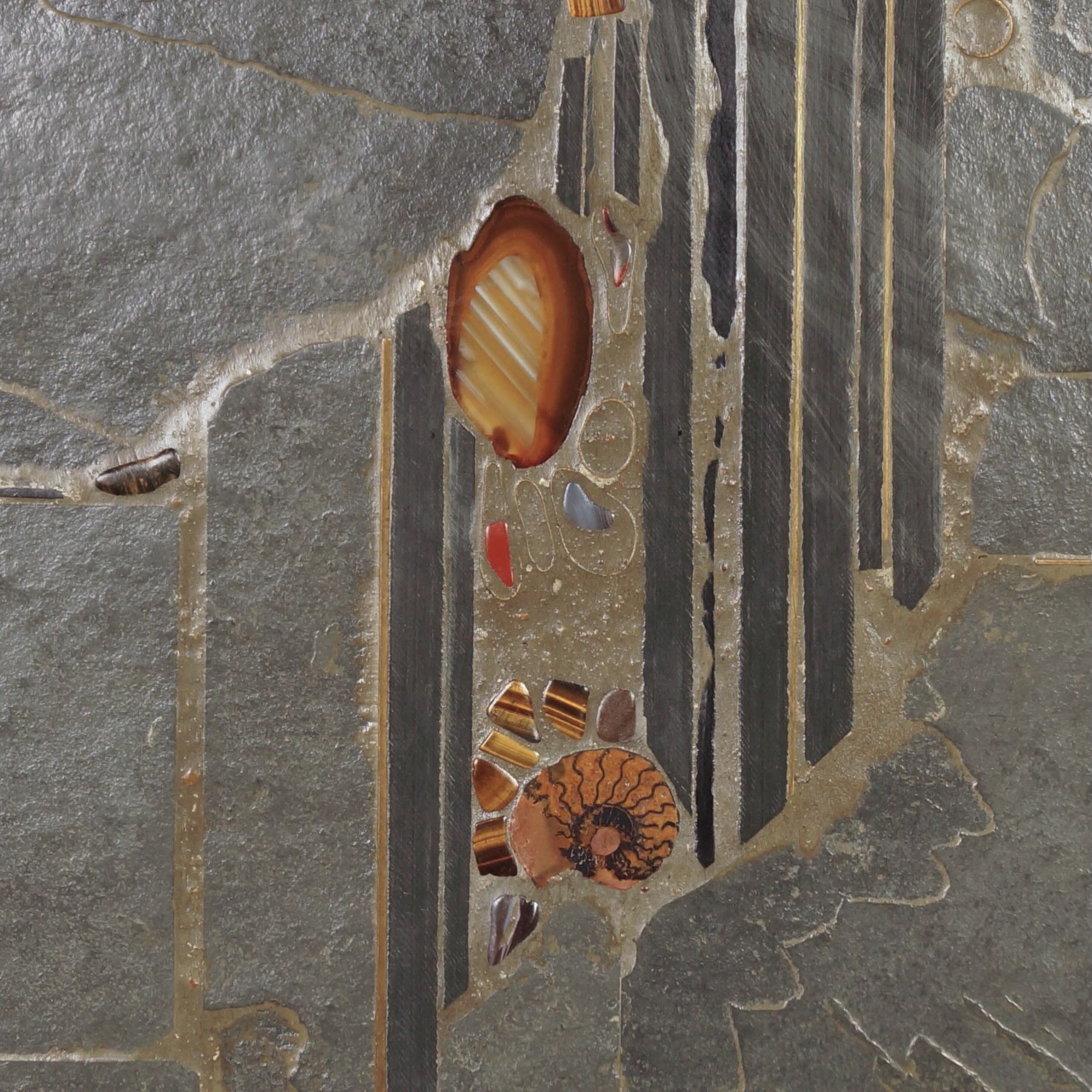 Kidney-shaped coffee table by Paul Kingma from the 1990s, in natural stone and gemstones