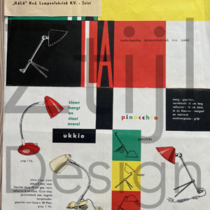 Pinokkio table lamp by H. Busquet for Hala from the 1950s in yellow metal