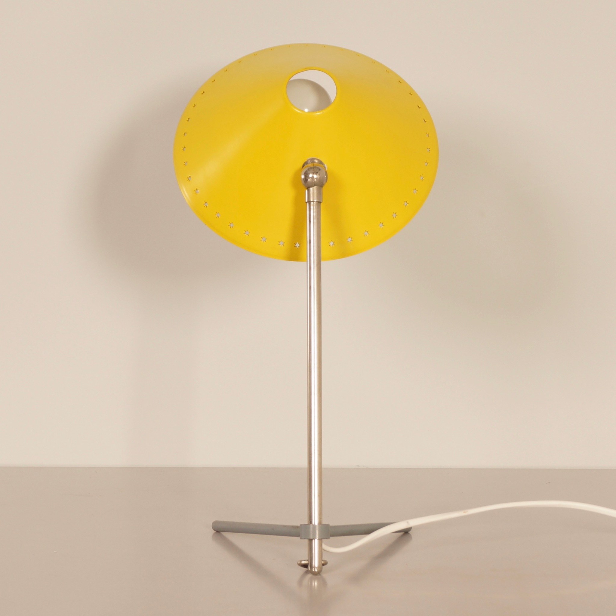 Pinocchio table lamp by H. Busquet for Hala from the 1950s in yellow metal