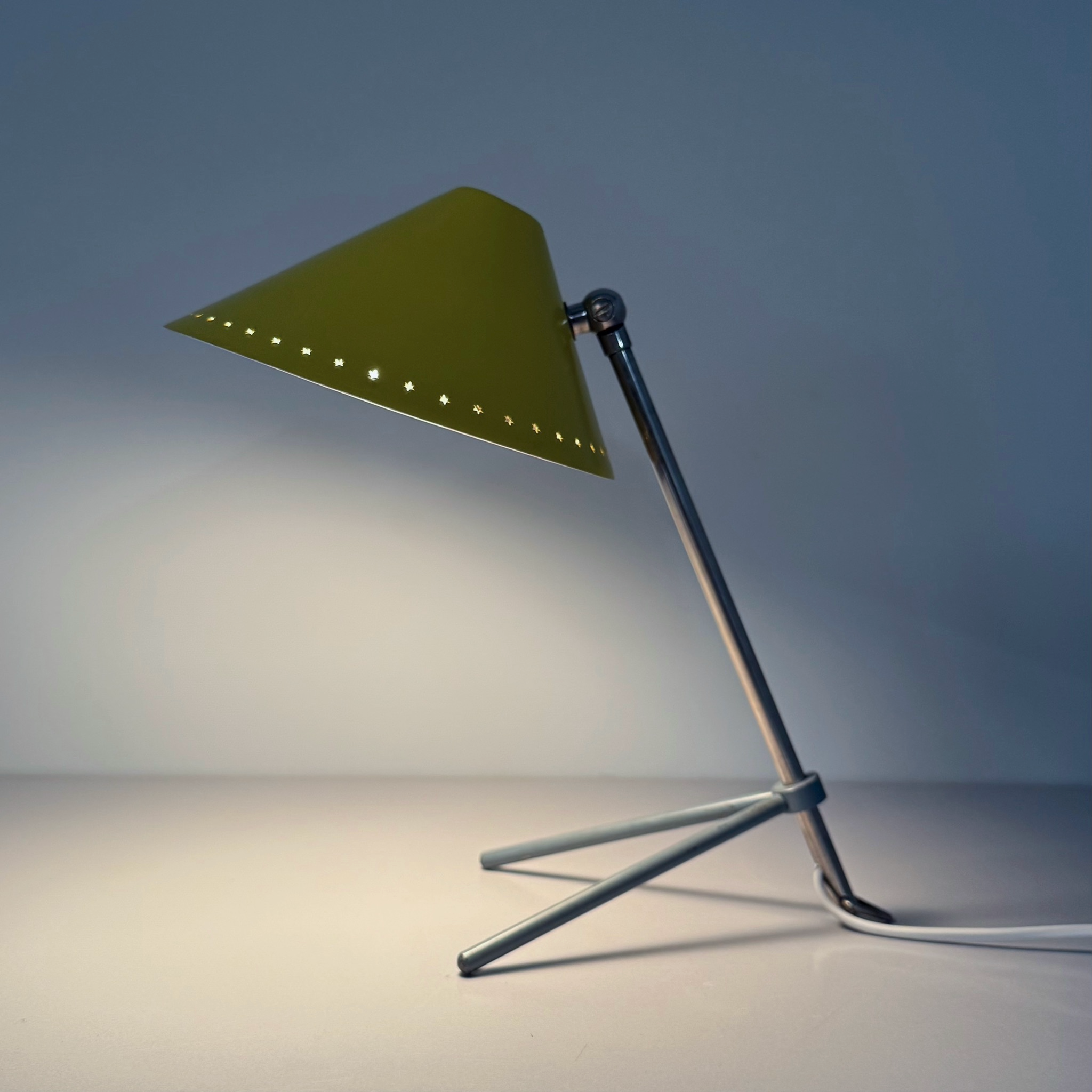 Pinocchio table lamp by H. Busquet for Hala from the 1950s in yellow metal