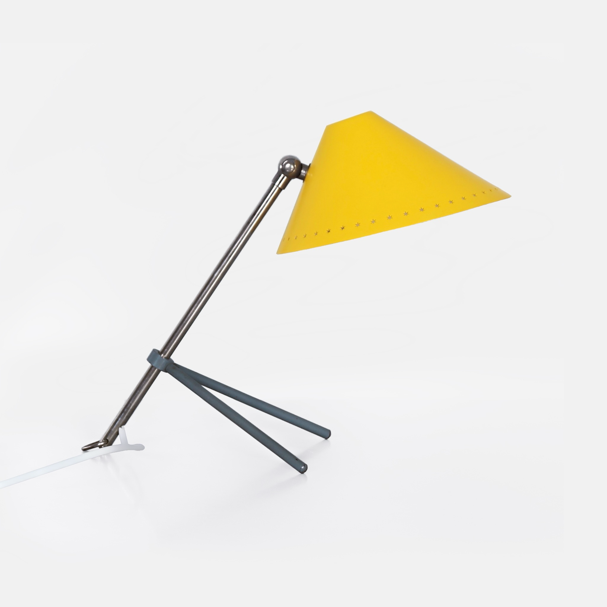 Pinocchio table lamp by H. Busquet for Hala from the 1950s in yellow metal