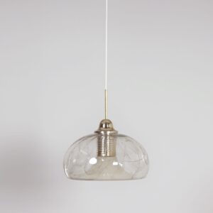 Pendant lamp by Doria Leuchten from the 1980s in volcano glass and brass