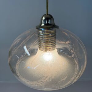 Pendant lamp by Doria Leuchten from the 1980s in volcano glass and brass