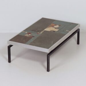 Brutalist Coffee table by Paul Kingma from 1969 with aluminum edge, early edition