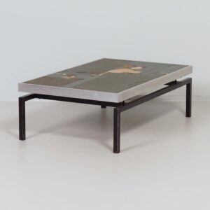Brutalist Coffee table by Paul Kingma from 1969 with aluminum edge, early edition