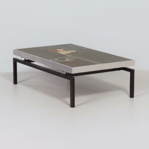 Brutalist Coffee table by Paul Kingma from 1969 with aluminum edge, early edition