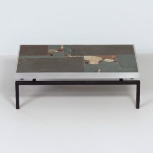 Brutalist Coffee table by Paul Kingma from 1969 with aluminum edge, early edition