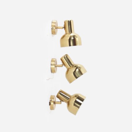 Adjustable brass wall lights from Sweden, 1970s Scandinavian design