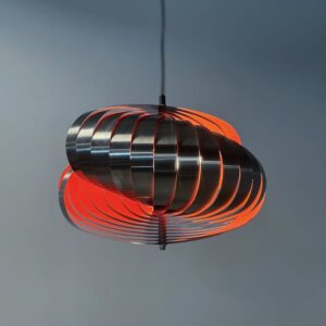 Spiral pendant lamp by Massive from the 1970s in steel and orange tones