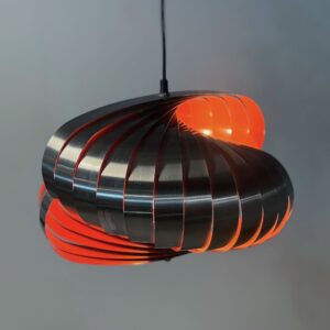 Spiral pendant lamp by Massive from the 1970s in steel and orange tones