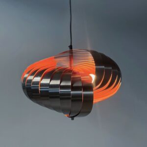 Spiral pendant lamp by Massive from the 1970s in steel and orange tones