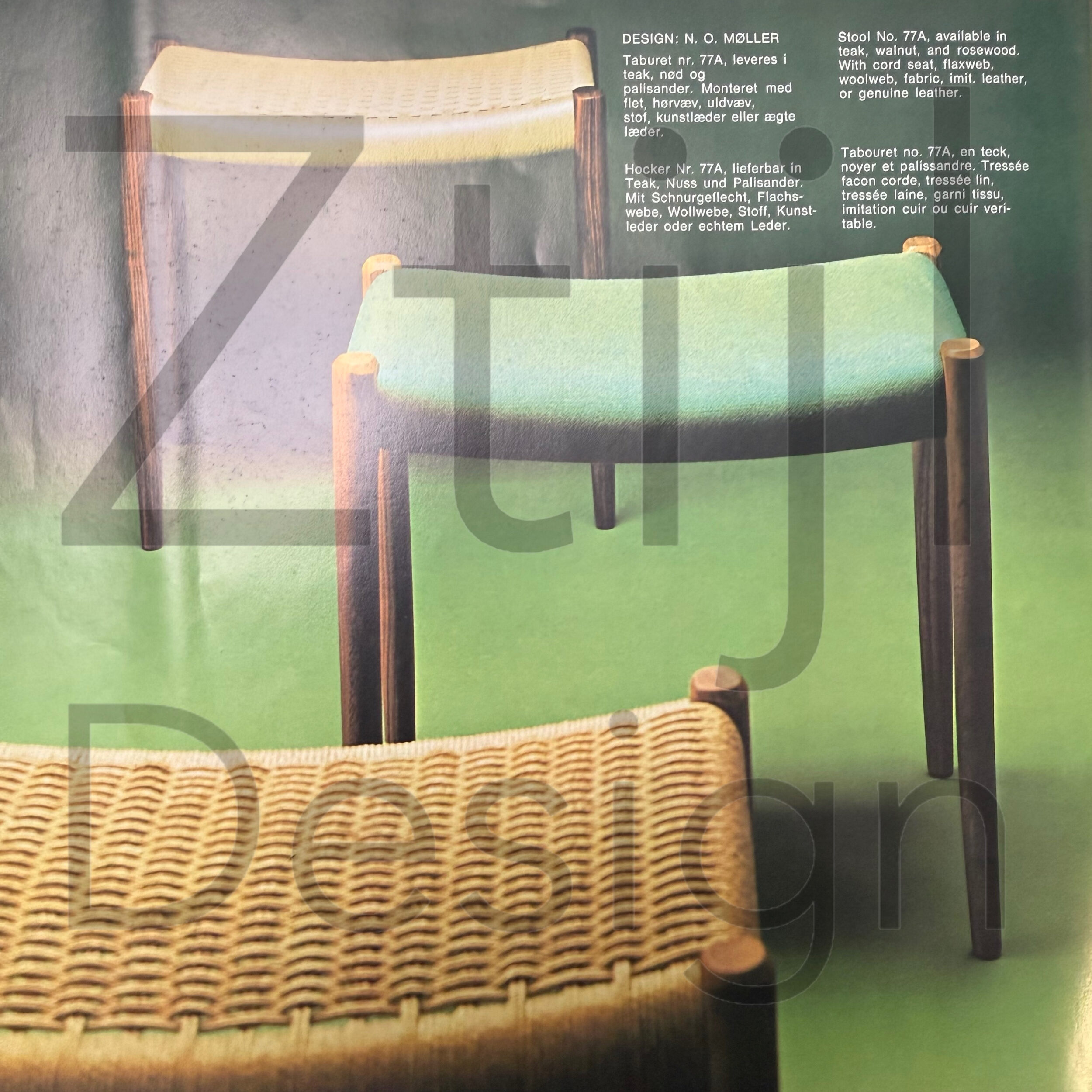 Danish stool model 77A by Niels Otto Møller for J.L. Møllers Møbelfabrik, 1960s