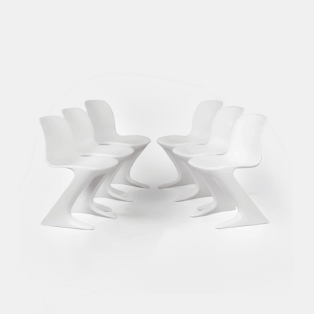 White Kangaroo Chairs by Ernst Moeckl for Horn, 1960s | Set of 6