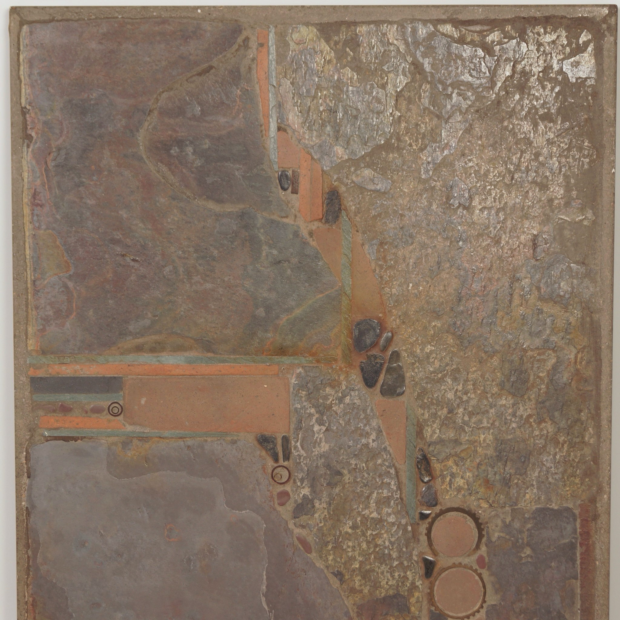 Rectangular Coffee Table by Paul Kingma from the 70s with Basalt and Terracotta Inlay