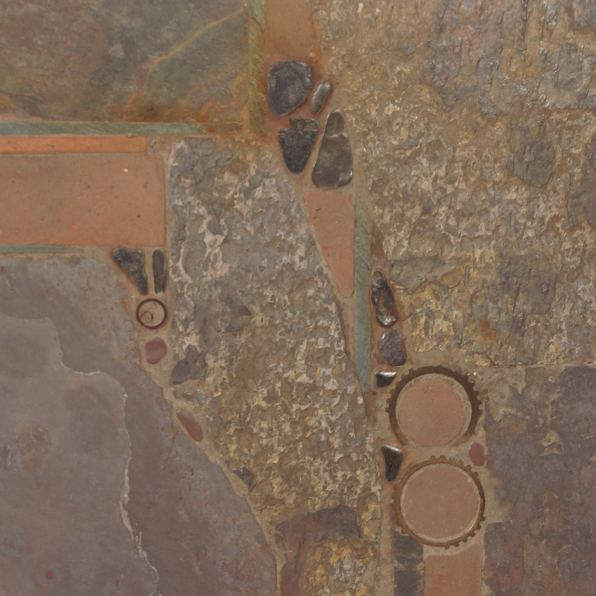 Rectangular Coffee Table by Paul Kingma from the 70s with Basalt and Terracotta Inlay