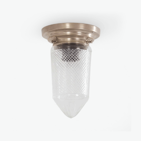 Art Deco Ceiling Lamp Polished Glass on a Nickel Plated Base , 1930s