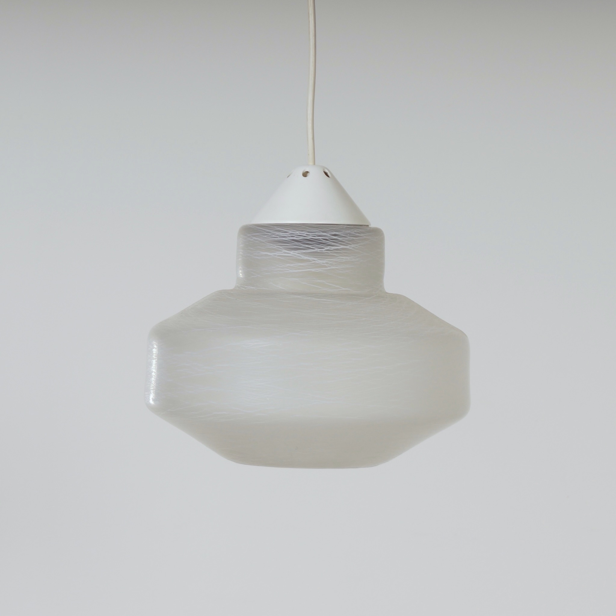 Vintage Pendant Lamp in Spun Satin Glass by Erco from the 60s