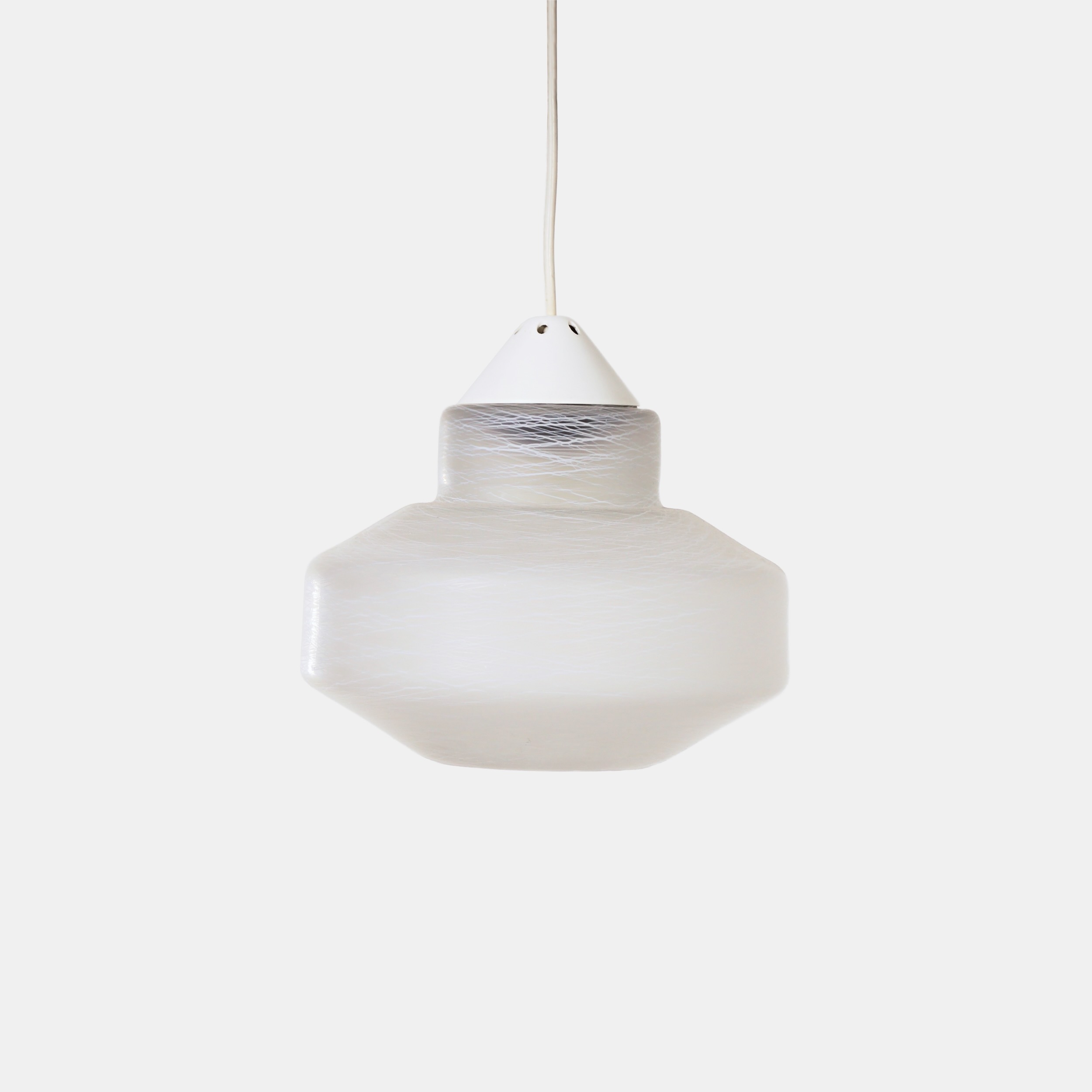 Vintage Pendant Lamp in Spun Satin Glass by Erco from the 60s