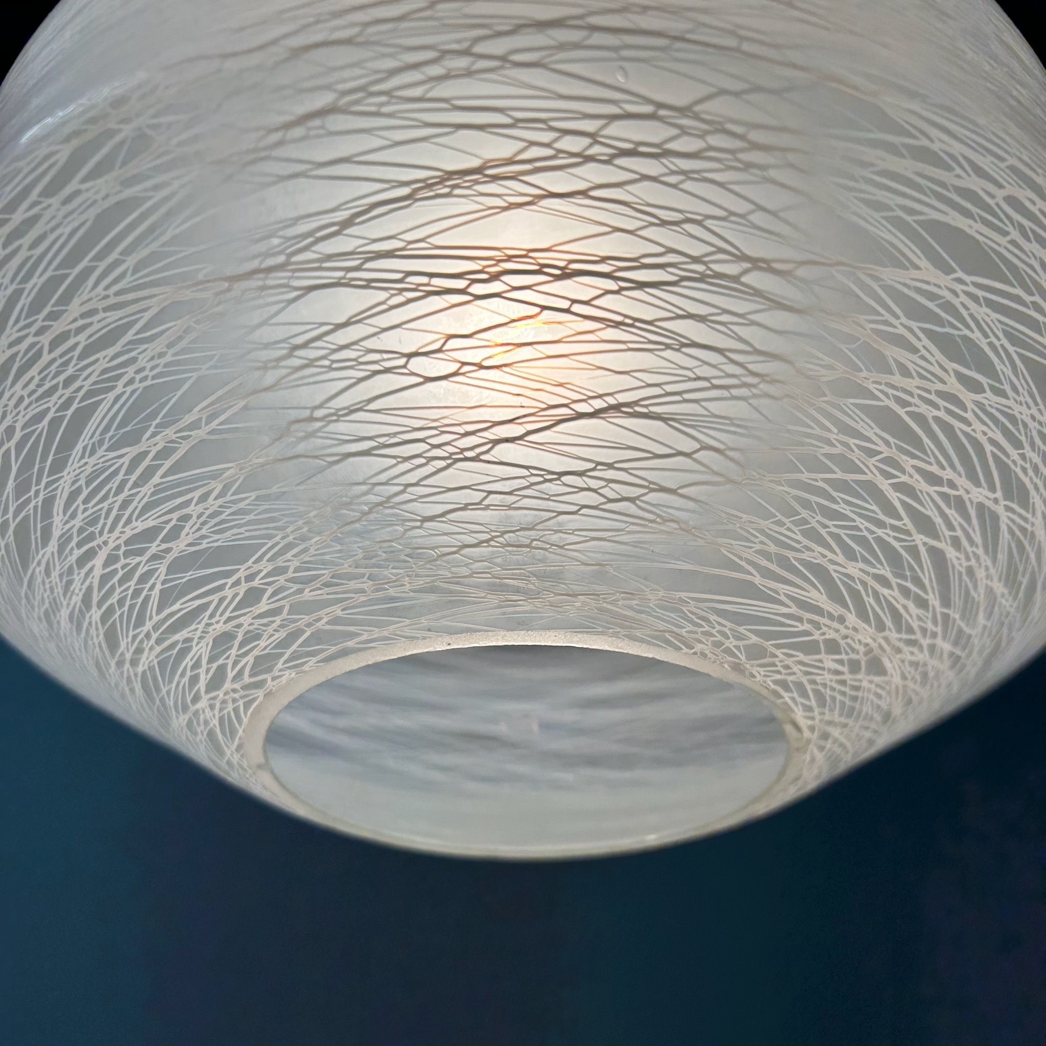 Vintage Pendant Lamp in Spun Satin Glass by Erco from the 60s