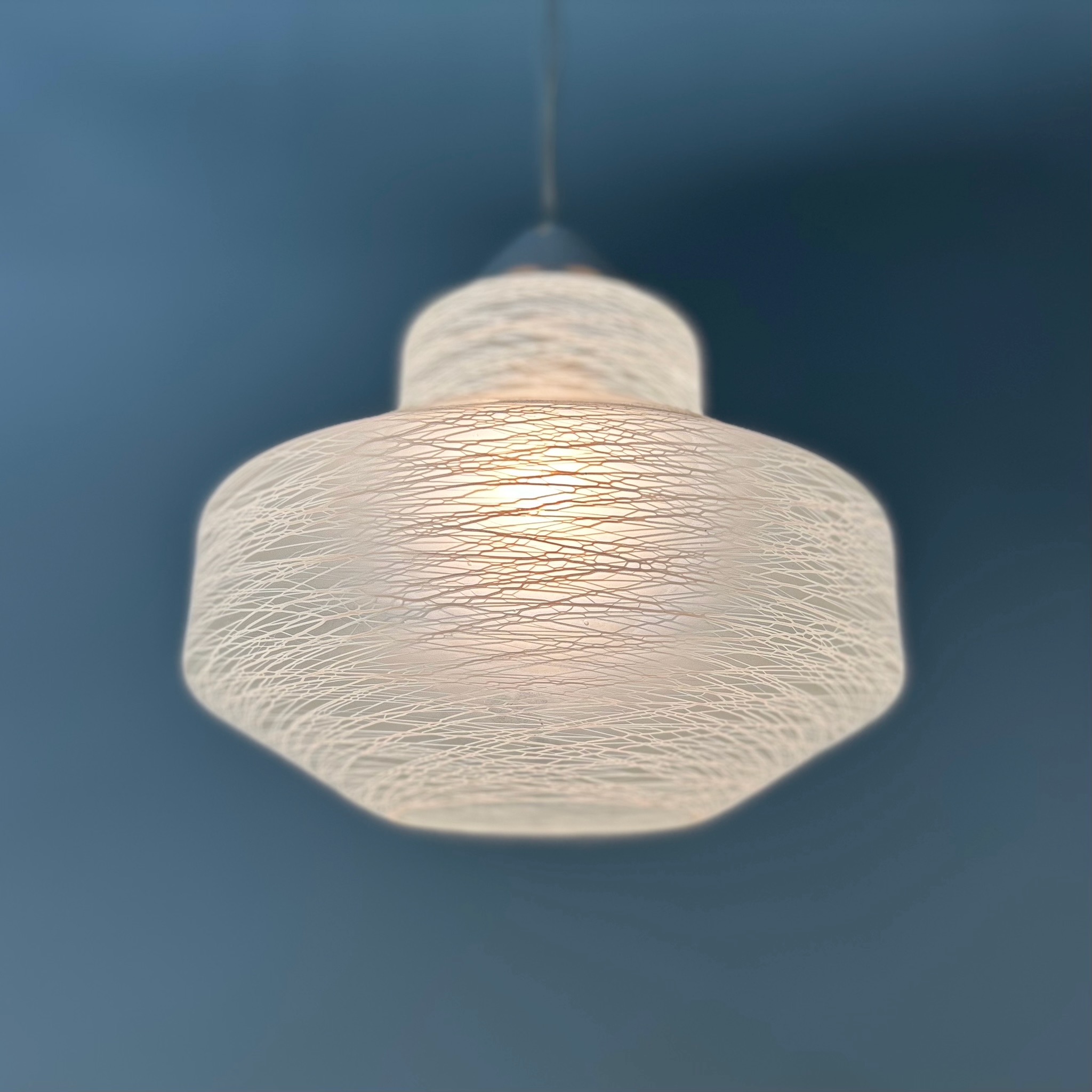 Vintage Pendant Lamp in Spun Satin Glass by Erco from the 60s