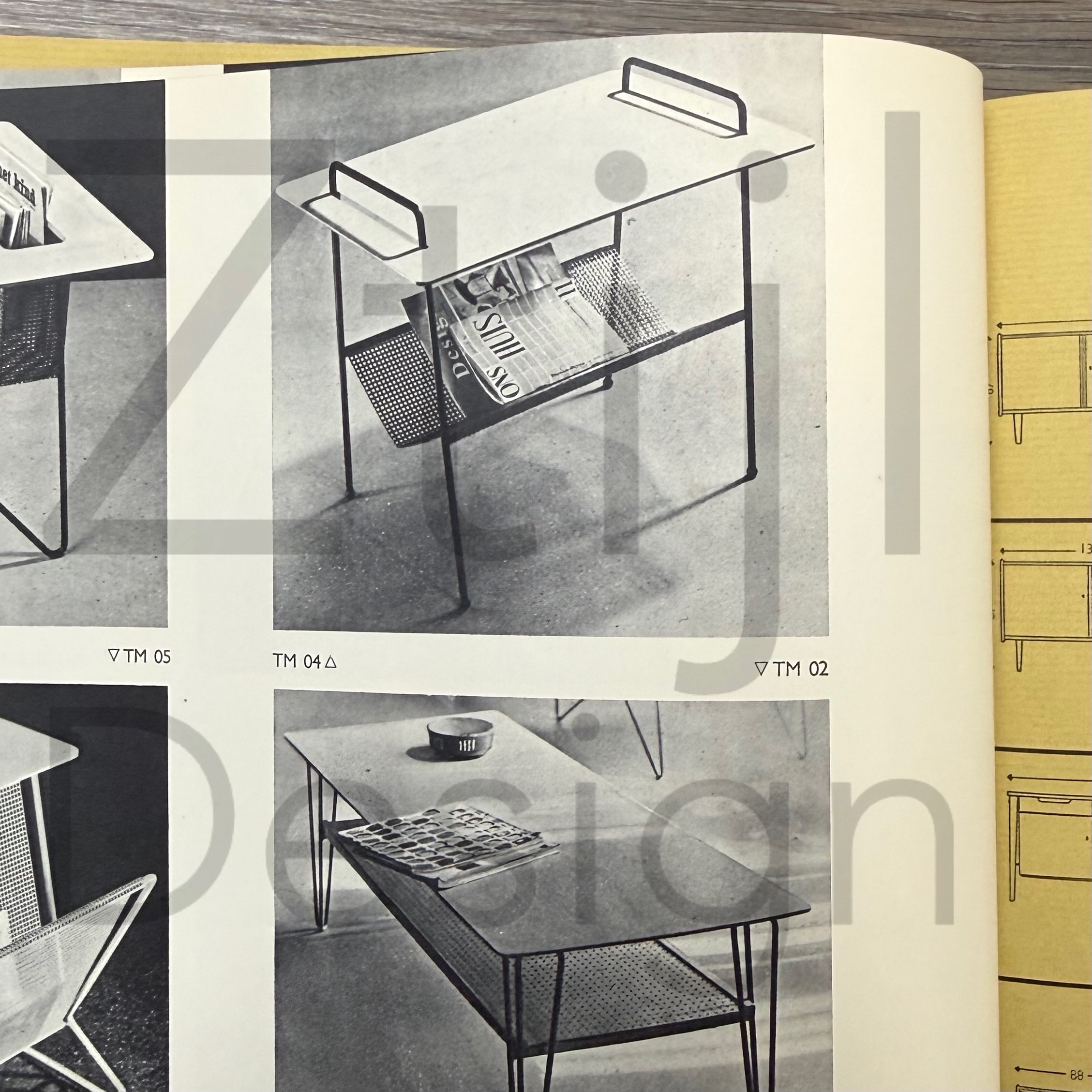 TM04 side table by Cees Braakman for Pastoe, 1953 with reading basket