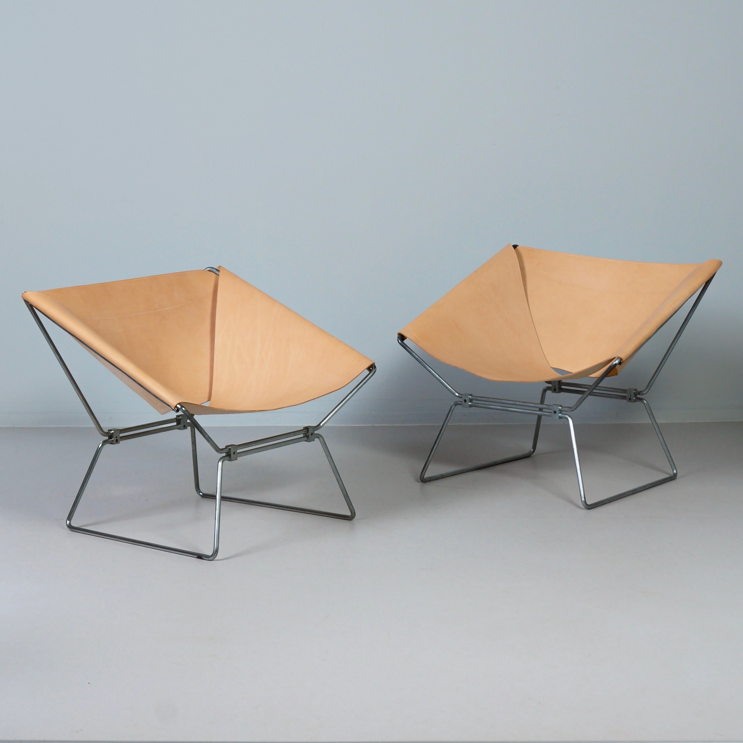 Anneau AP-14 armchairs by Pierre Paulin for A. Polak, 1960s, set of two in natural saddle leather