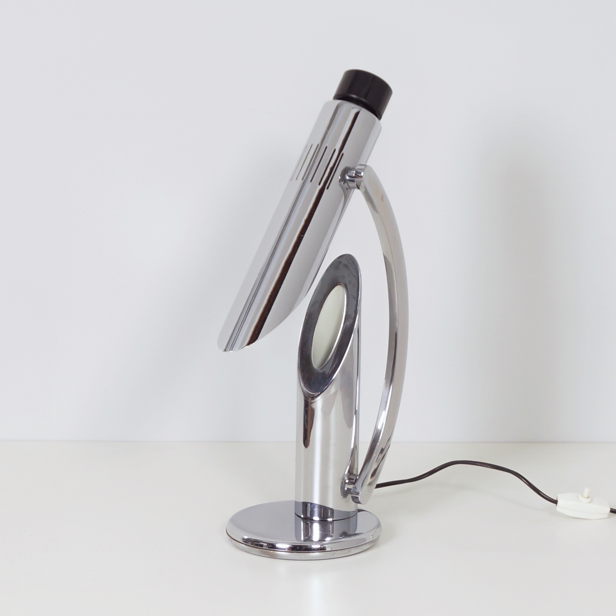 Tharsis table lamp by Luis Pérez de la Oliva for Fase, 1973 in chrome, adjustable