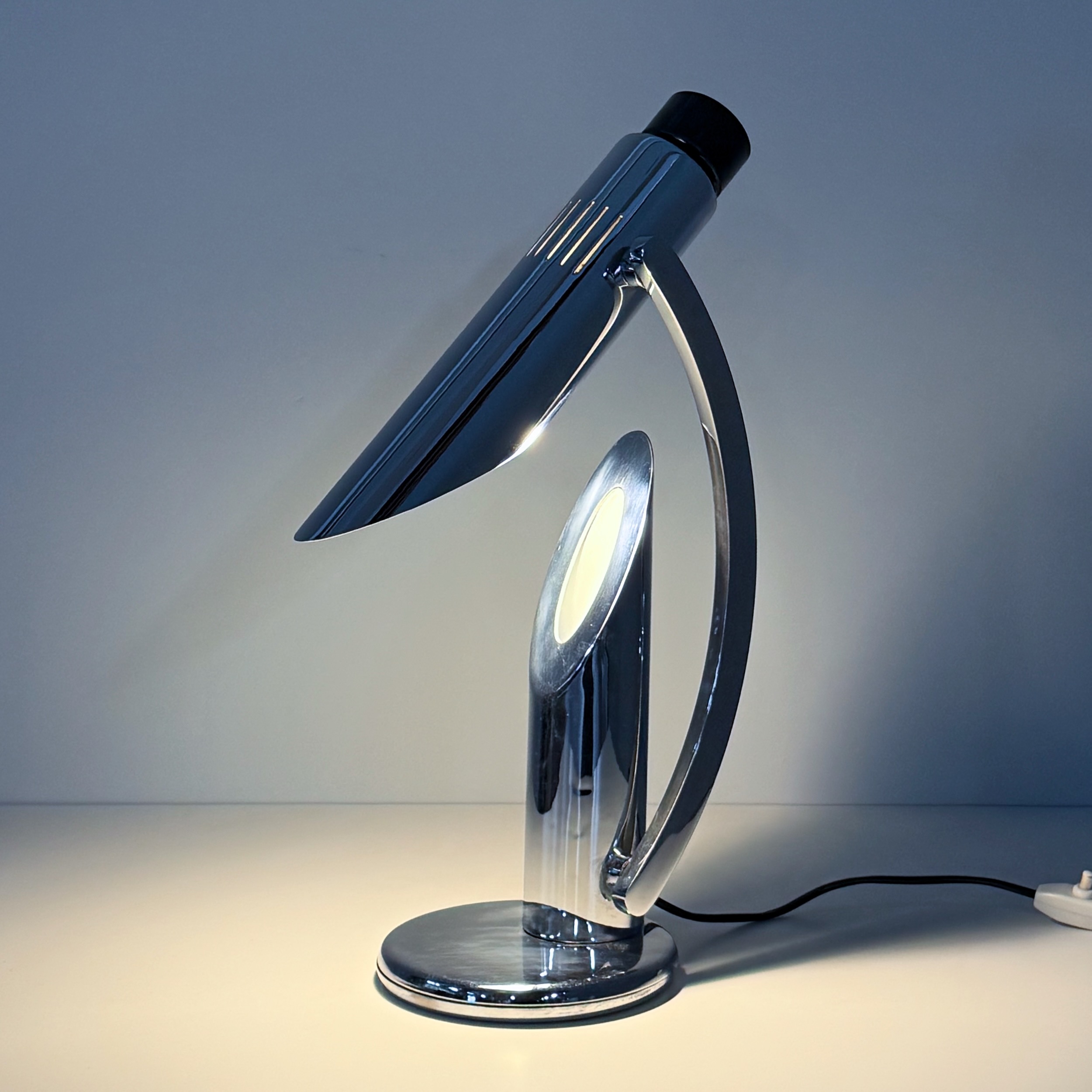 Tharsis table lamp by Luis Pérez de la Oliva for Fase, 1973 in chrome, adjustable
