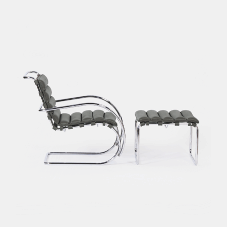 MR40 Lounge Chair with Hocker by Mies van der Rohe for Knoll, 2000s - Bauhaus Design, Leather